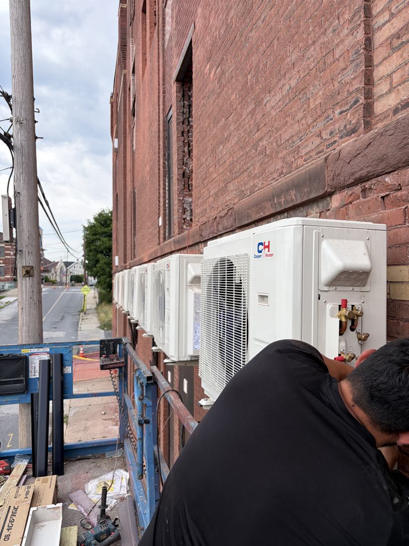 Exterior mini-split heat pump installation